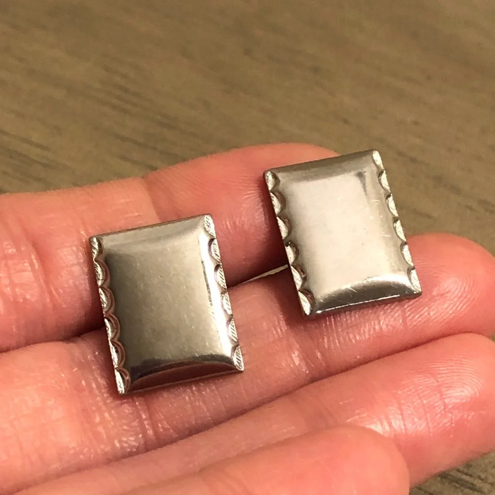 Silver Tone Rectangular Cuff Links
